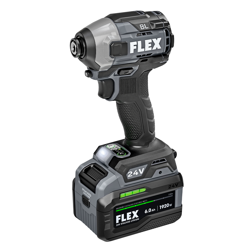 Flex Tools 1-4" Quick Eject Hex Impact Driver with Multi-Mode Stacked-Lithium Kit