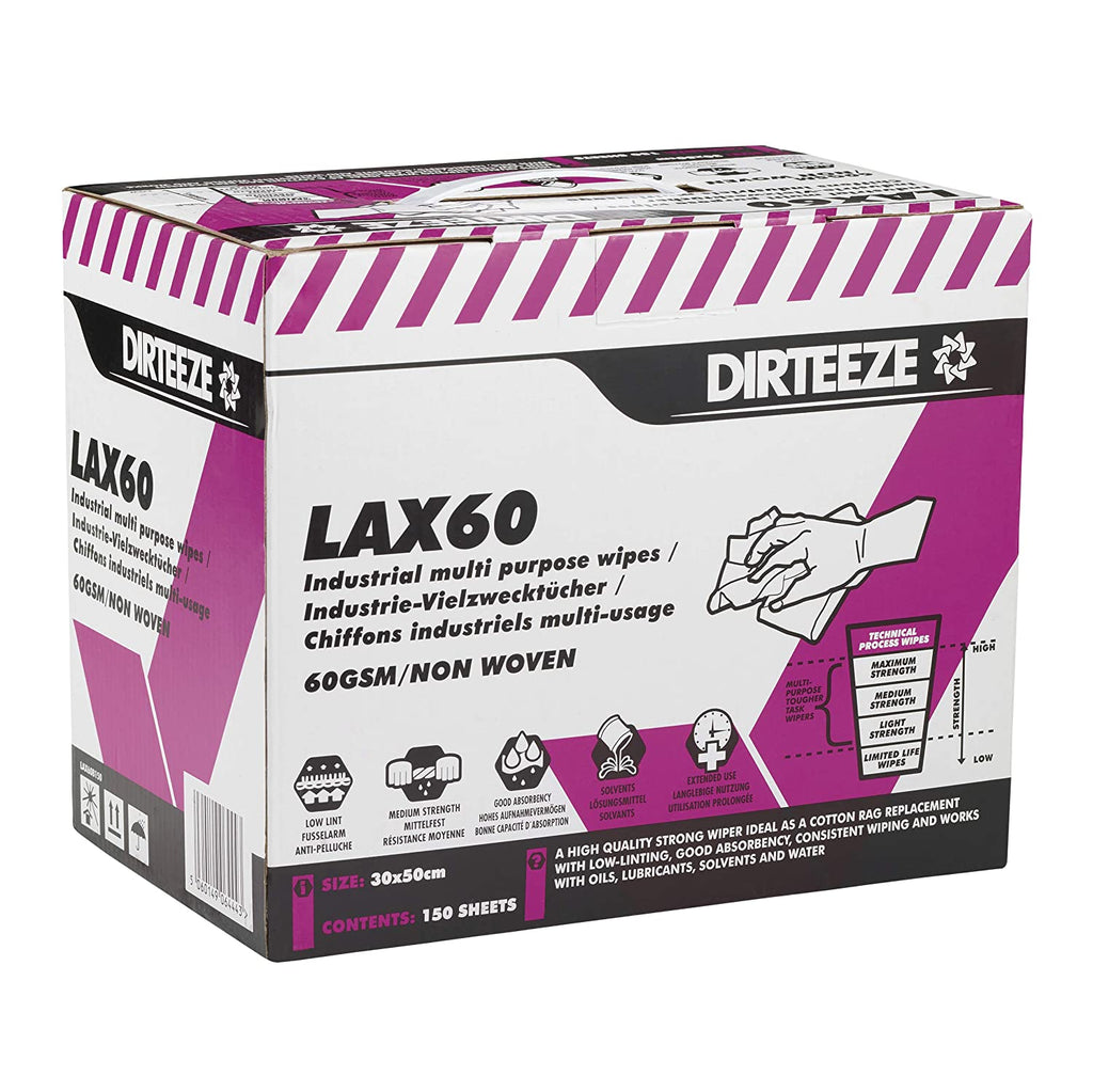 Dirteeze LAX60 Industrial Multi-Purpose Wipes-150 wipes/ORBIZORB